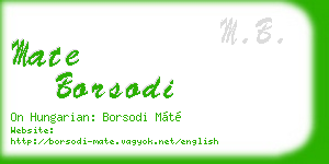 mate borsodi business card